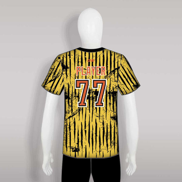 C34 Yellow Distressed Crewneck Custom Softball Shirts
