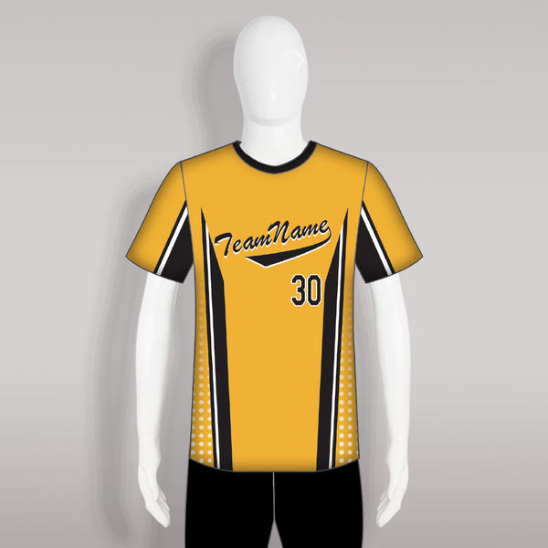 X17 Yellow Black Custom Sublimated Baseball Jerseys Crew Neck