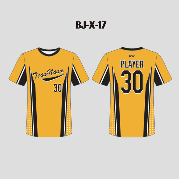 X17 Yellow Black Custom Sublimated Baseball Jerseys Crew Neck