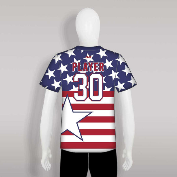 X5 Blue Red White Patriotic Custom Two Button Baseball Jerseys