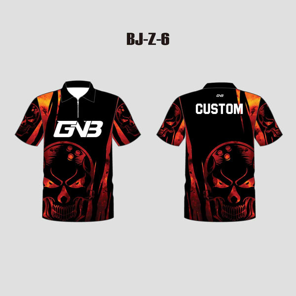 BJZ6 Bowling Ball Skull Sublimated Custom Bowling Jerseys