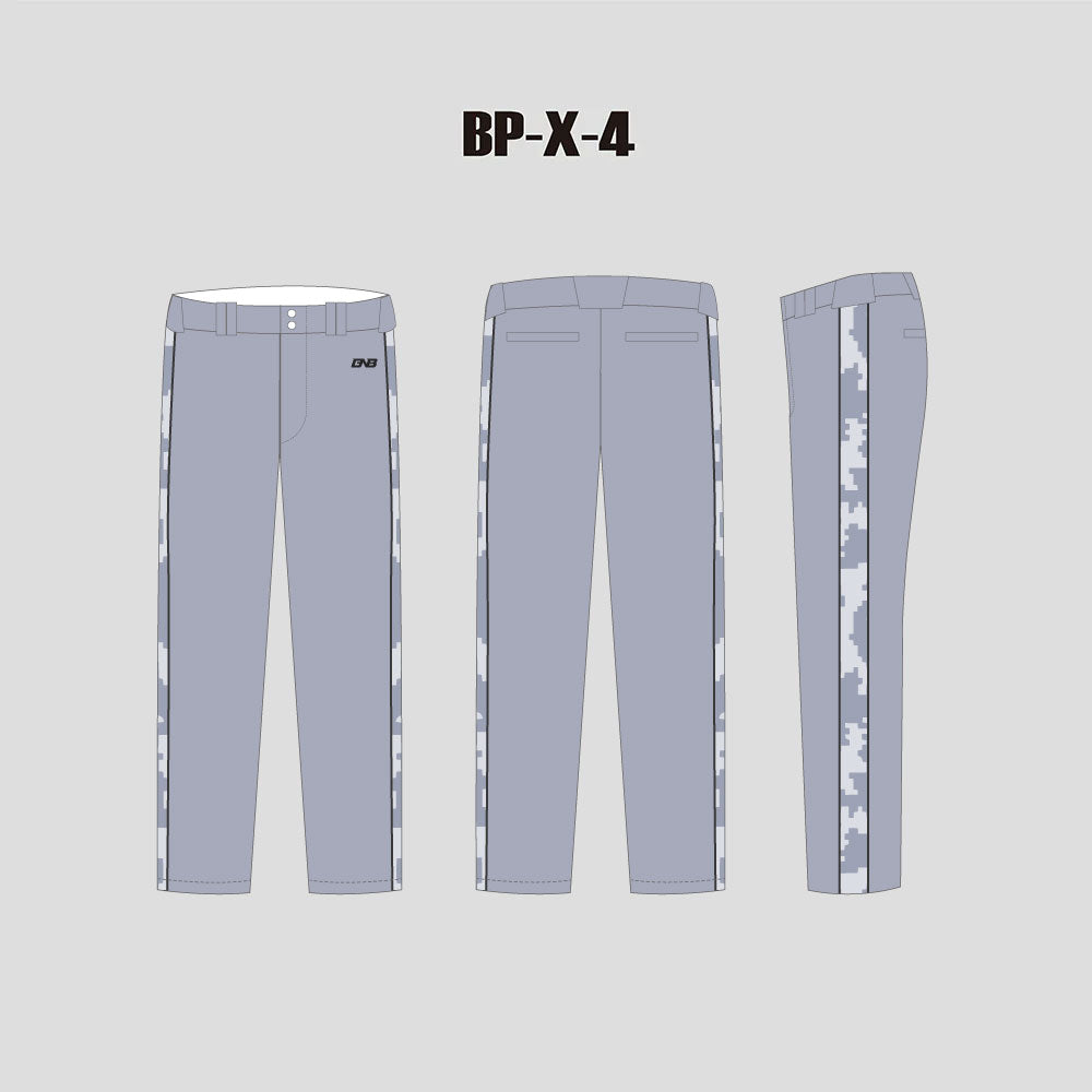 BPX4 Grey Camo Stripes Sublimated Custom Blank Baseball Pants