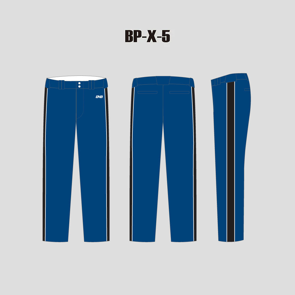 BPX5 Black Stripes Blue Sublimated Custom Blank Baseball Pants