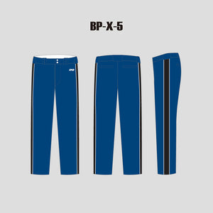 BPX5 Black Stripes Blue Sublimated Custom Blank Baseball Pants