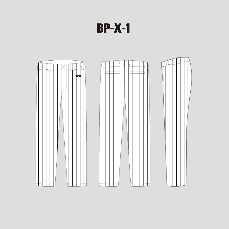 BPX1 Black Pinstripe White Custom Sublimated Baseball Pants