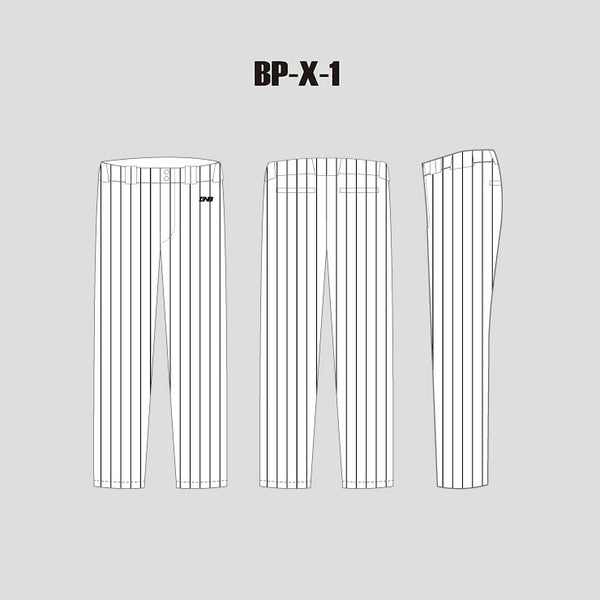 BPX1 Black Pinstripe White Custom Sublimated Baseball Pants