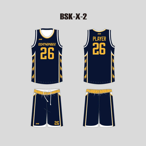 BSKX2 Navy Sublimated Custom Basketball Team Uniforms