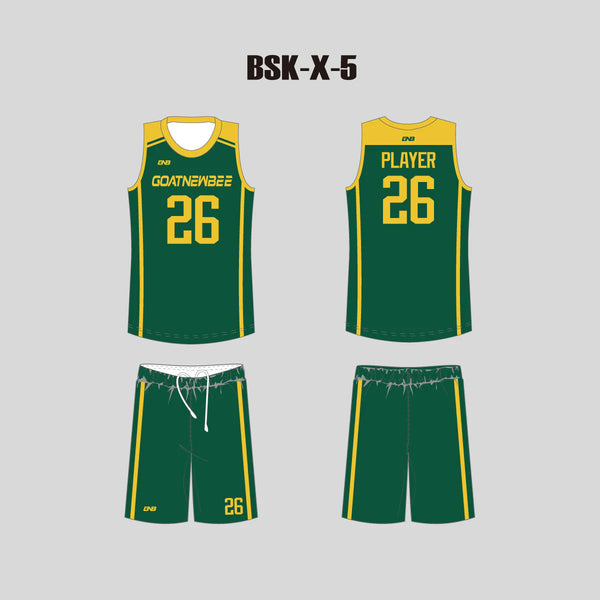 BSKX5 Green Custom College High School Basketball Uniforms