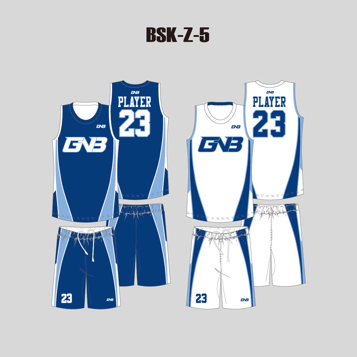 White Blue Custom Adult Youth Reversible Basketball Jerseys | GNBSp