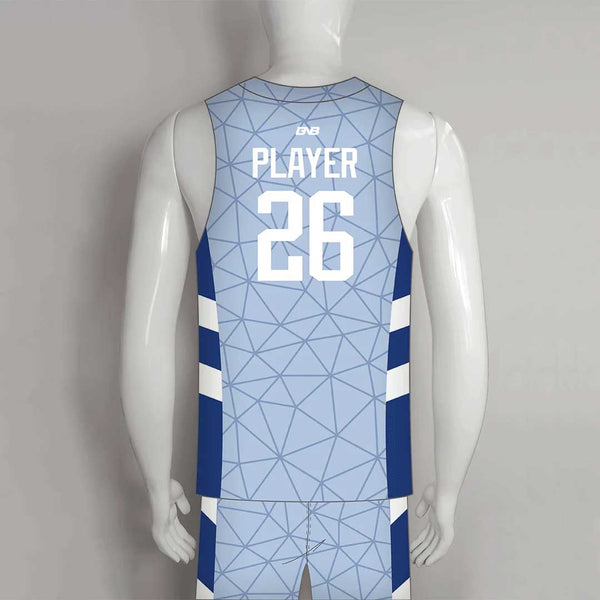 BSKX17 Blue Geometric Pattern Custom Sublimation Basketball Jerseys and Shorts