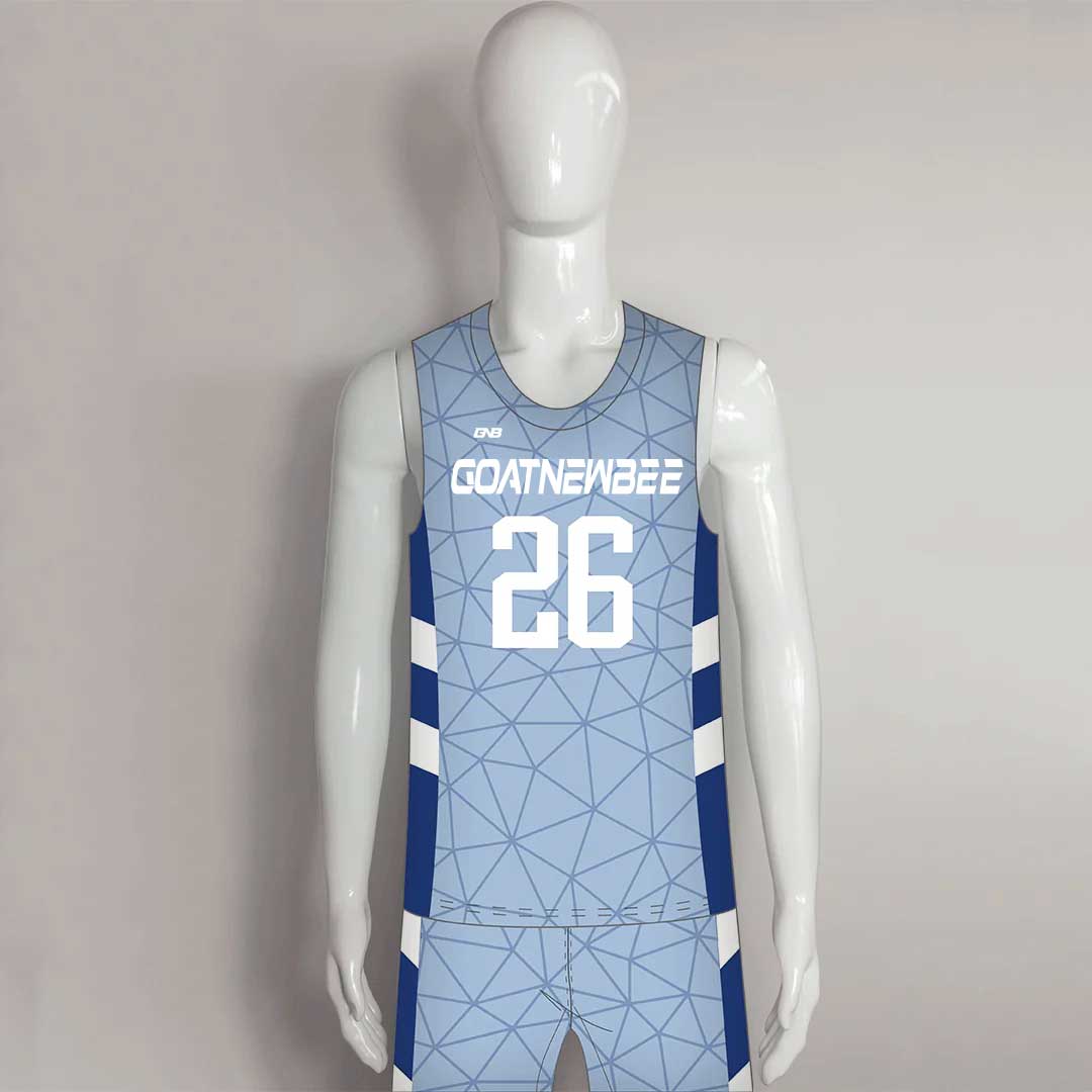 BSKX17 Blue Geometric Pattern Custom Sublimation Basketball Jerseys and Shorts