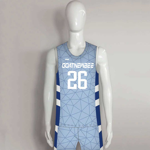 BSKX17 Blue Geometric Pattern Custom Sublimation Basketball Jerseys and Shorts