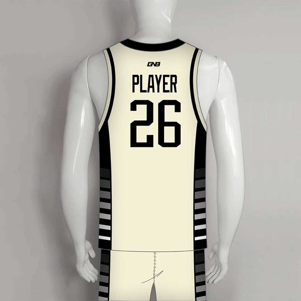 BSKX24 Cream Black Adults and Youth Custom Basketball Jerseys Shorts