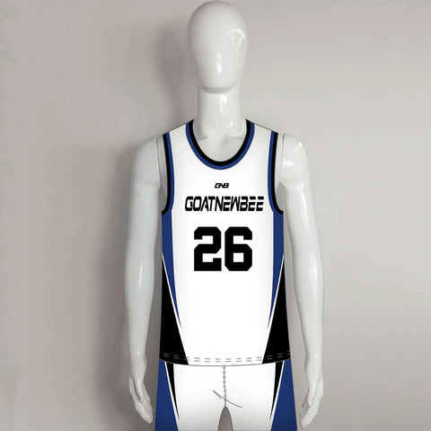 BSKX27 White Blue Black Custom Basketball Uniform Packages