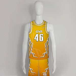BSKX29 Lightning Gold Sublimated Custom Cool Basketball Jerseys Shorts