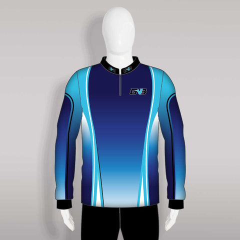 FJC13 Blue Gradient Custom Sublimated Fishing Jerseys 1/4 Zip