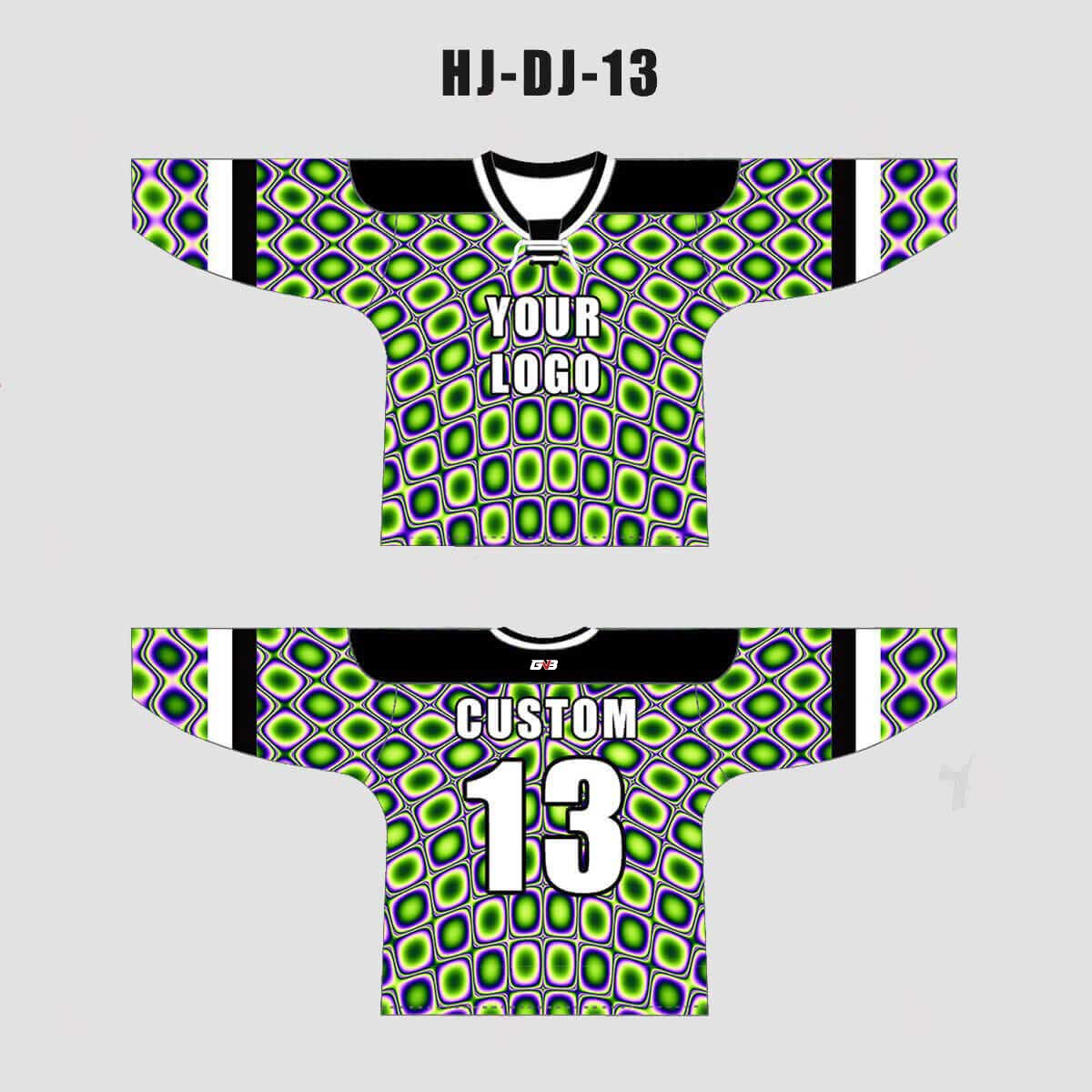 Neon Green Blue Abstract Pattern Custom EDM Laced Hockey/Basketball/Baseball Jerseys