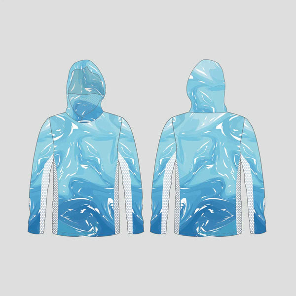 FHX010 Abstract Blue Water Custom Sublimated Fishing Sun Hoodies