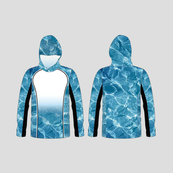 FHX011 Abstract Blue Sea Water Custom Performance Fishing Hoodies