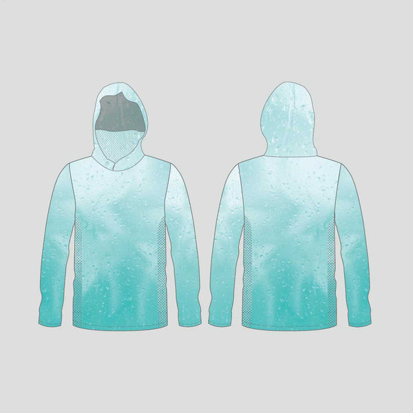 FHX03 Blue Water Drops Background Custom Hooded Fishing Shirts