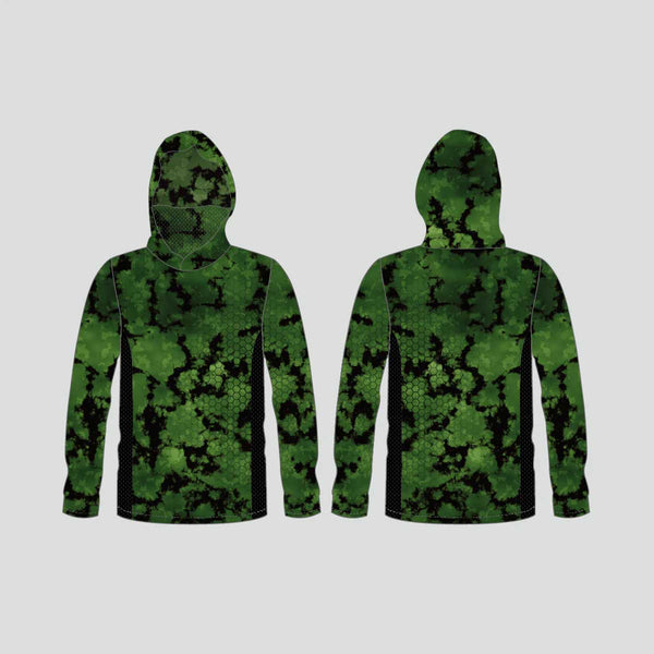 FHX04 Abstract Green Camouflage Custom Performance Fishing Hoodies