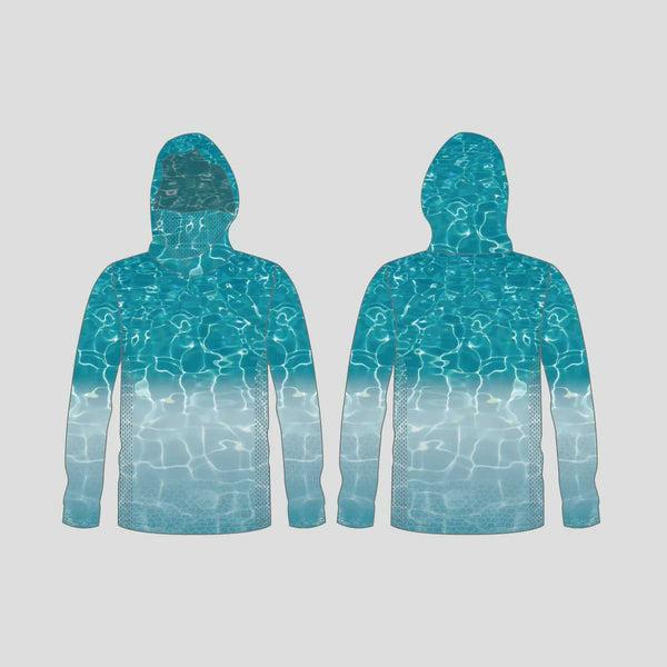 FHX06 Blue Water Texture Custom Lightweight Fishing Hoodies