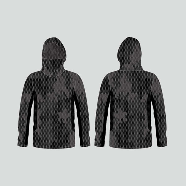 FHX018 Dark Grey Hexagon Camo Custom Performance Fishing Hoodies