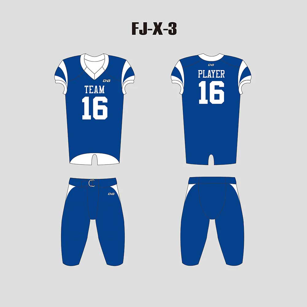 X3 Blue Sublimated Blank Custom High School Football Uniforms