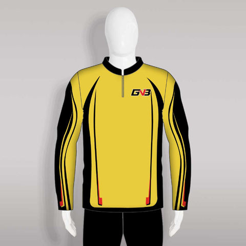 FJC2 Sublimated Yellow Custom Long Sleeve Performance Fishing Jerseys 1/4 Zip