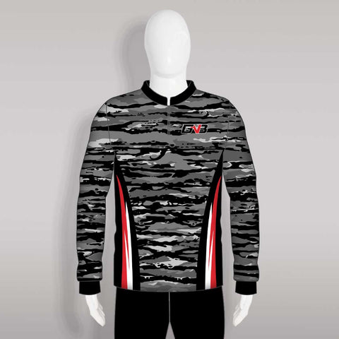 FJC3 Gray and Black Bark Pattern Custom Fishing Jerseys 1/4 Zip