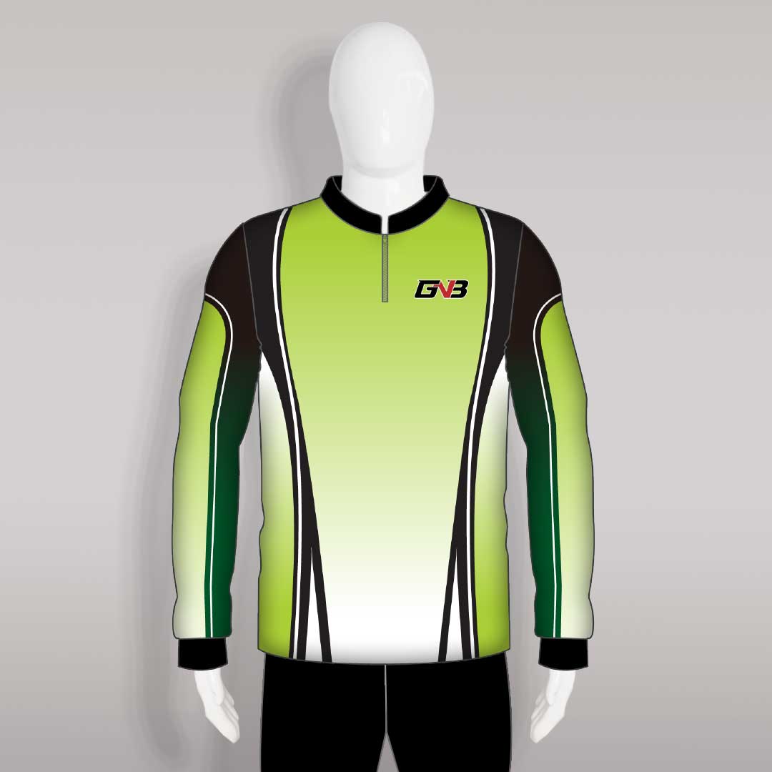 FJZ17 Green 1/4 Zip Custom Long Sleeve Performance Fishing Shirts