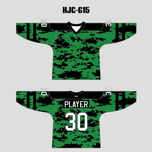 Green Black Gray Camouflage Custom Made Hockey Jerseys