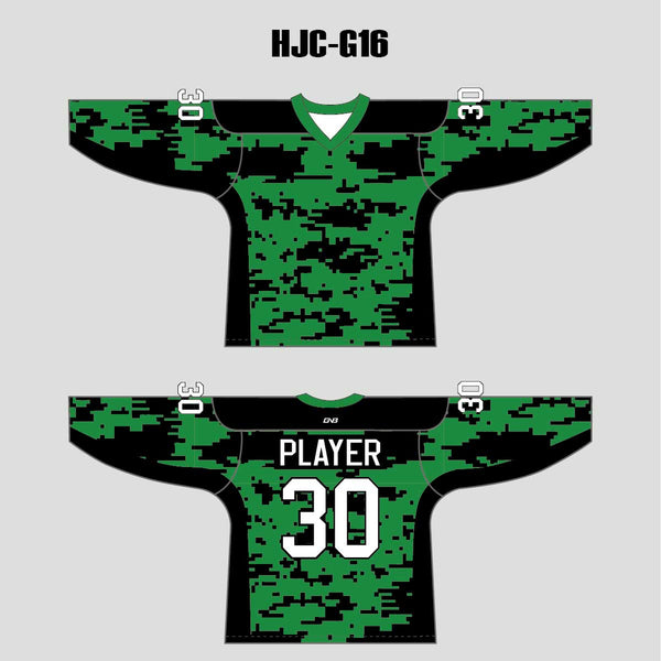 Green Black Gray Camouflage Custom Made Hockey Jerseys