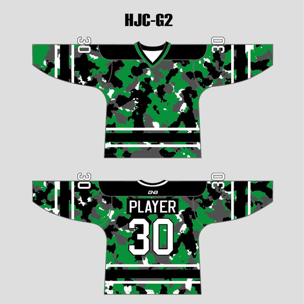 White Green Camouflage Custom Made Hockey Jerseys