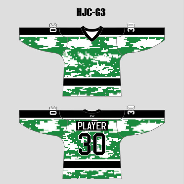White Green Camouflage Custom Made Hockey Jerseys