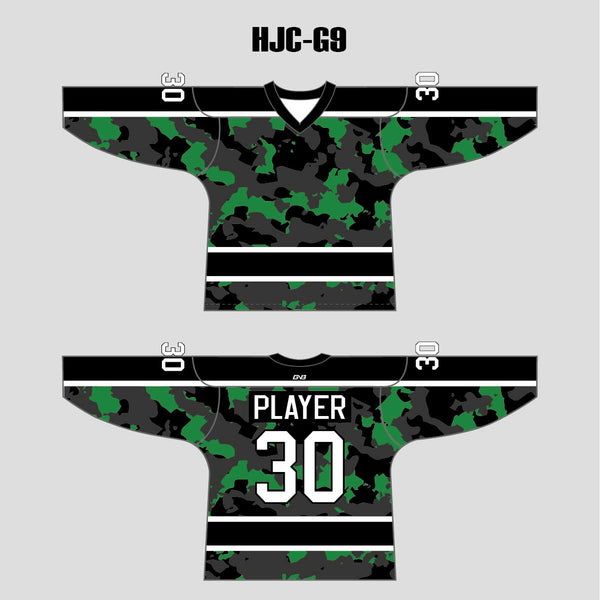 Green Black Gray Camouflage Custom Made Hockey Jerseys