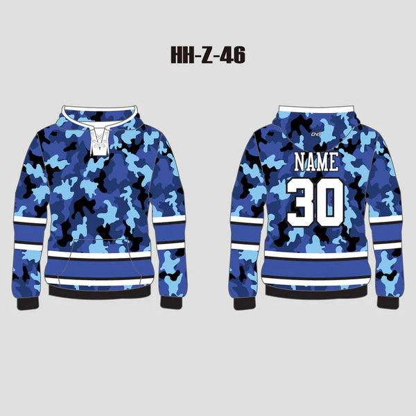 Blue Camo Sublimated Custom Hockey Sweatshirts