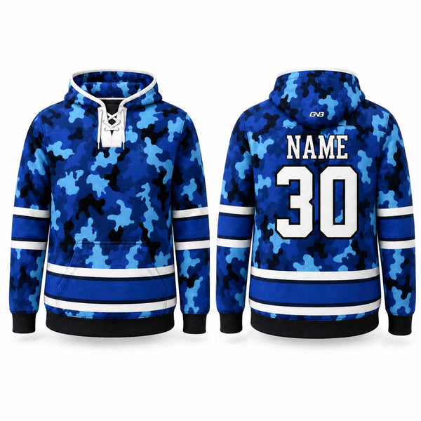 Blue Camo Sublimated Custom Hockey Sweatshirts