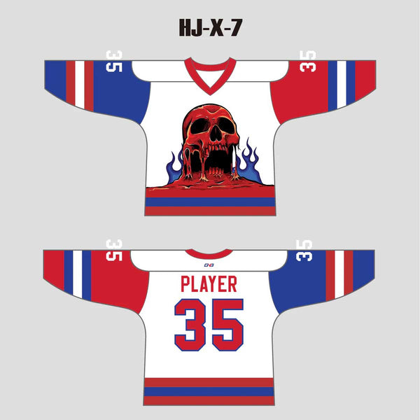 HJX7 Open Mouth Skull with Flames Custom Hockey Goalie Jerseys