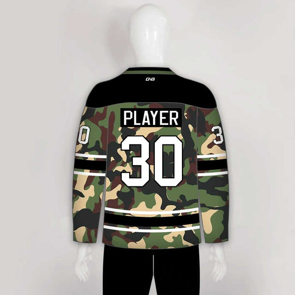 Woodland Army Camo Custom Made Hockey Jerseys
