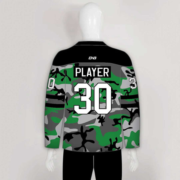 Green Black Gray Camouflage Custom Made Hockey Jerseys