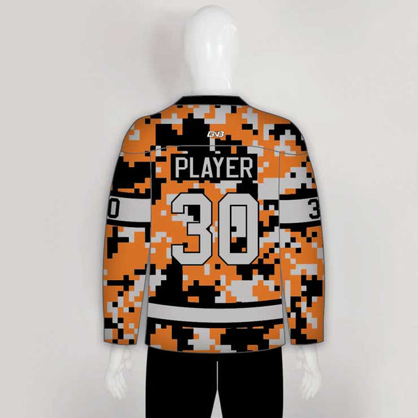 Orange Black Gray Camouflage Custom Made Hockey Jerseys