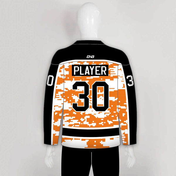 White Orange Camouflage Custom Made Hockey Jerseys