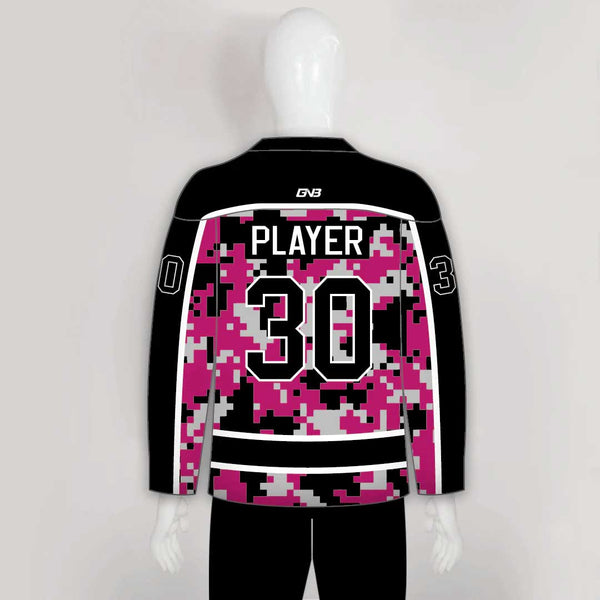 Pink Black Gray Camouflage Custom Made Hockey Jerseys