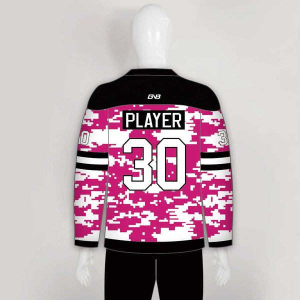 White Pink Camouflage Custom Made Hockey Jerseys