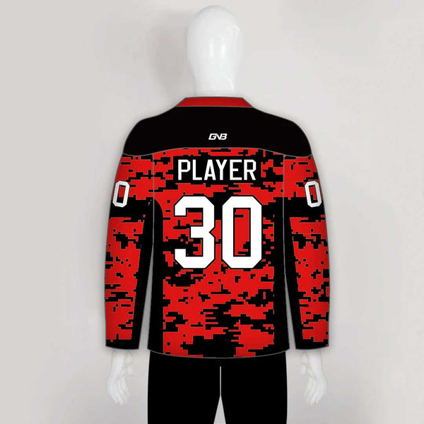 Red Black Camouflage Custom Sublimated Hockey Jerseys