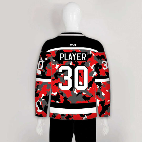 White Red Camo Blank Custom Sublimated Hockey Jerseys
