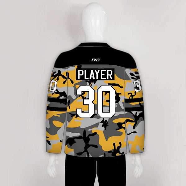 Yellow Gray Black Camouflage Custom Made Hockey Jerseys