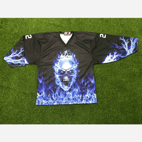 Blue Blazer Skull Custom Sublimated Hockey Jerseys