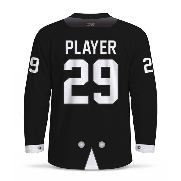 HJZ120 Black Tuxedo Sublimated Custom Hockey Goalie Jerseys